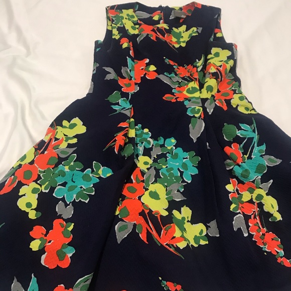 Navy/multi A-line dress with pockets - Picture 3 of 4